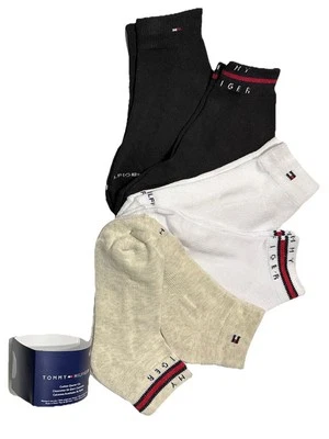 Tommy Hilfiger 6 pares de calcetines acolchados para mujer corte cuarto avena/blanco/negro Foto 1 de 4