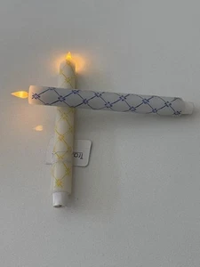 Flameless Candle Tapers Blue Yellow New Set Of 2 11” - Picture 1 of 8