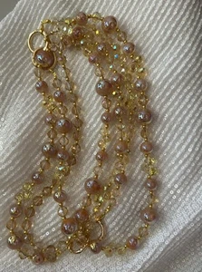 Peachy Gold Multi-function Beaded Cross Body Clip & Go Cell Phone Strap, Lanyard - Picture 1 of 10