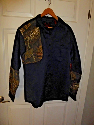 Mossy Oak Tallwoods Elements XL abotonado exterior camuflaje/azul marino acolchado hombro nuevo Foto 1 de 4