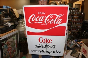 Vintage 1970's Coca Cola Coke Adds Life To Everything NICE Soda Pop Metal Sign - Picture 1 of 4