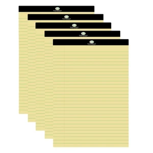 5 x Yellow Legal Pad Ruled Paper A4 Notepad Feint Rule Visual Memory Aid - Picture 1 of 11