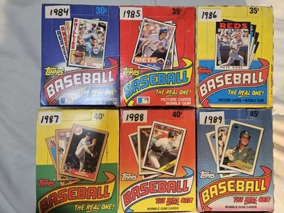 1984 TOPPS BASEBALL CARDS 6 PACKS 1984,1985,1986,1987,1988,1989 LOOK AT THE PICS