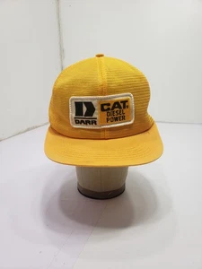 Vintage DARR CAT Diesel Power Short K-Brand All Mesh Trucker Hat Yellow - Picture 1 of 6
