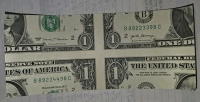 MIS-MADE DOLLAR BILL  ! REAL U.S. CURRENCY... FREE U. S. SHIPPING. Magic Trick - Image 1 of 2