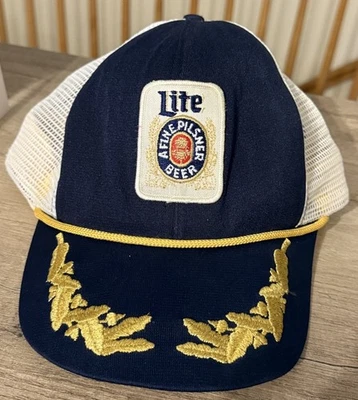 Винтажная бейсболка Miller Lite Beer Patch Trucker с сетчатой застежкой и яичницей - Изображение 1 из 4