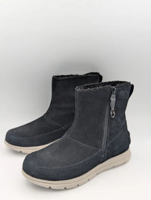 SOREL Explorer Zip Women's Size 6.5 Black Suede Leather Waterproof Snow Boots - Image 1 of 4