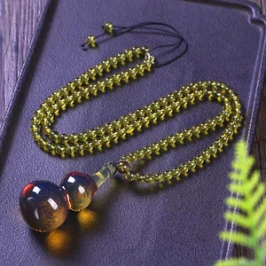Collana amuleto zucca ciondolo ambra blu dominicana gemma baltica naturale gioielli - Foto 1 di 12