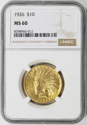 1926 $10 Indian Gold Eagle NGC MS60 - Image 1 of 4