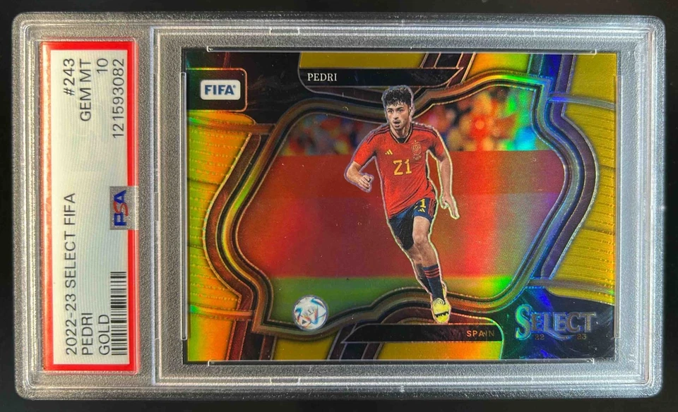 2022 Select FIFA Pedri Prizm Gold Field #/10 Spain PSA 10 - Image 1 of 2