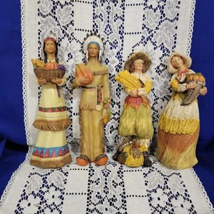 Harvast Thanksgiving Figurines ~ Set Of 4 ~ Resin Cast Unbranded - Picture 1 of 7