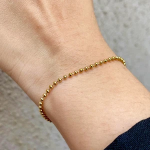 14K Gold Plated Beaded Ball Bracelet | Buy 2 Get 1 Free | Dainty Minimalist USA - Picture 1 of 2