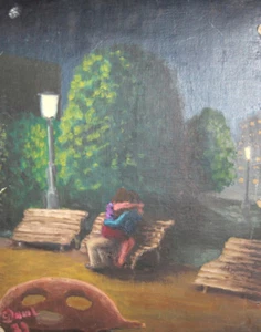 Figuras de pintura al óleo ingenuas de arte europeo 1979 - Imagen 1 de 12