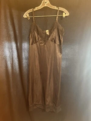 Women’s Vintage Slip Dress Nylon Black Lace Adjustable Strap Size 34 - Image 1 of 2
