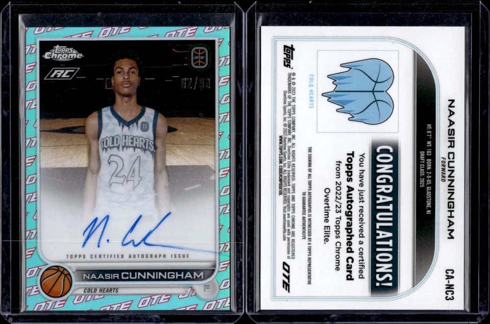2022-23 Topps Chrome Overtime Elite Aqua Rookie Naasir Cunningham /99 - Image 1 of 1
