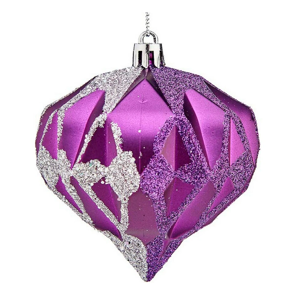 Bolas de Navidad Krist+ Morado Plateado Plástico Diamante Ø 8 cm 6 Unidades - Imagen 1 de 1