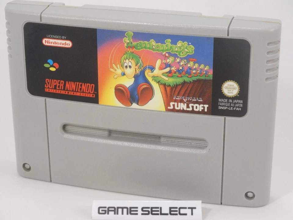 LEMMINGS NINTENDO SNES SUPER NES 16 BIT EU EUR PAL FAH CARTUCCIA ORIGINALE - Immagine 1 di 1