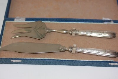 ancien couverts à servir le poisson en argent fourré minerve - Photo 1/4