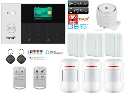 T01 WiFi IP Tuya APP GSM Wireless Home Security Alarm System+Amazon Alexa+Google - Image 1 of 4
