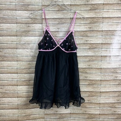 Babydoll Betsey Johnson Intimates Talla Mediana Negro Flores Top Solo Foto 1 de 4