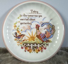Piatto per torta in ceramica vintage design a punto croce. 10'.'