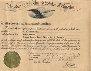 Junta Local Octubre 1940 Condado de Oconee, Certificado Ga O H Bradberry - Imagen 1 de 1