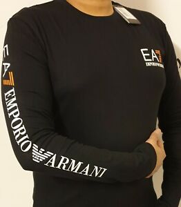 Men's Emporio Armani EA7 Long Sleeve Crew T-Shirt in Black