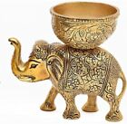 Brass Elephant Bwl Ethnic Design for Home Decor Traditional Diwali - 6 In Height