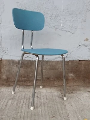 Silla Silla de Comedor Cromada Años 70 Sillas Vintage Era Espacial Tapizadas Retro 2 Foto 1 de 4