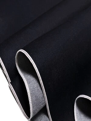 Tecido de algodão jeans selvedge japonês kaihara preto 54" de largura por jarda - Imagem 1 de 4