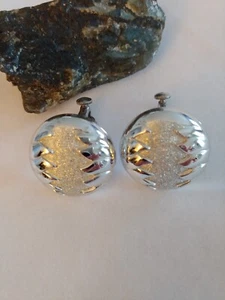 Vintage Coro Corolite Silver-Tone Clip On Earrings 1"  - Picture 1 of 12