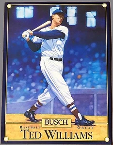 Póster de béisbol Busch Beer Ted Williams 1988 nunca doblado - Imagen 1 de 1