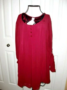 Neu mit Etikett~Damen~UXELY~BURGUND~VERSTELLBARE ÄRMEL~GEFÜTTERT~TRANSPARENT~TUNIKA BLUSE Gr. L - Bild 1 von 9