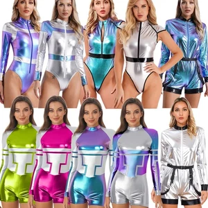 EE. UU.~ Mujeres Espaciales Robot Alienígena Juegos con disfraces Mono Halloween Metálico Brillante Body - Imagen 1 de 109