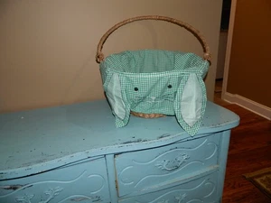 Pottery Barn Kids Green Gingham Bunny Face Basket Liner Large (SS-4) - Picture 1 of 3