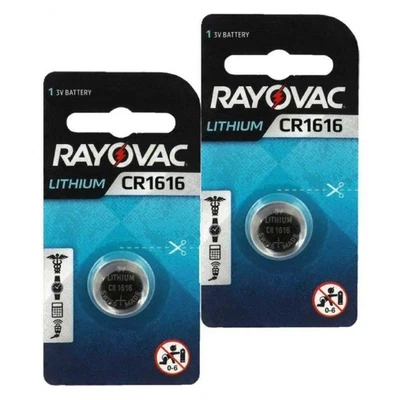 2 RAYOVAC CR1616 LITHIUM BATTERIES 3V CELL COIN BUTTON EXP 2025 SWITZERLAND NEW - Image 1 of 4