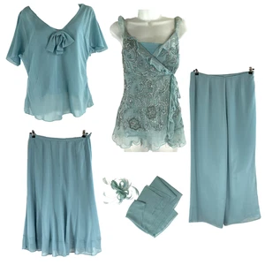 Vintage Gina Bacconi Blue Mix & Match Outfit Occasion Set with Accessories 14/16 - Picture 1 of 24