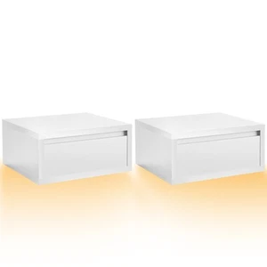 Floating Nightstand Set of 2 with Storage Drawers Wood Wall Mounted Bedside Rsgc - Picture 1 of 13