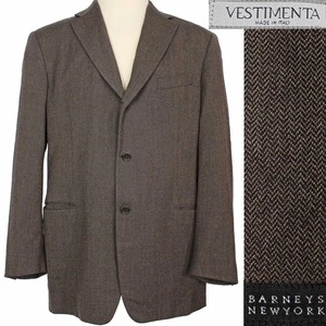 Vestimenta X Barneys NY Sport Coat Casual Jacket Brown Houndstooth Italy US 46 - Picture 1 of 12