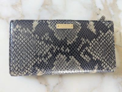 KATE SPADE Cuero Neutro Serpiente/Pitón Doble Cartera Moneda Cremallera Tarjeta Apilada a Presión Foto 1 de 4