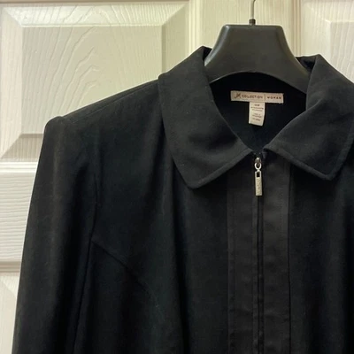 Chaqueta Vintage Colección JM Mujer Talla 14W Terciopelo Cremallera Bolsillos Elásticos Foto 1 de 4