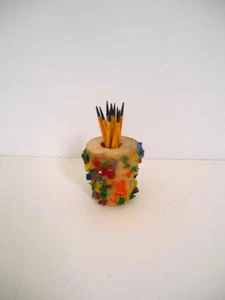 One Only~Handcrafted by me~Embellished Mini Wooden Pencil/Paint Brush Holder/Cup - Picture 1 of 2