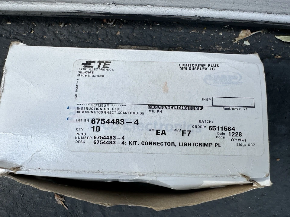 TE Tyco Electronics LightCrimp Plus Fiber Optic LC Connector Kit, OM3 -Box of 13 - Image 1 of 4