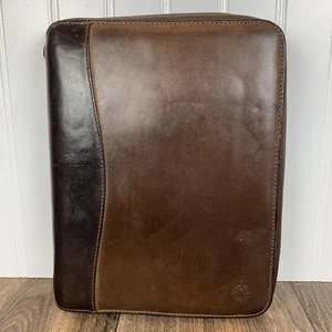 Vintage Franklin Covey Dark Brown Genuine Leather Planner 7 Ring Zip Around USA - Picture 1 of 14