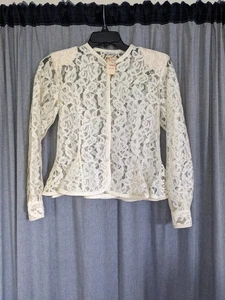 Deadstock De Colección Alejandría Mujer 4 Camisa de Encaje Transparente Almohadillas para el Hombro Capas Gótico - Imagen 1 de 9