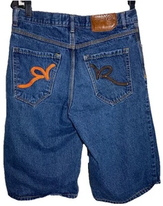 VTG Rocawear Shorts Youth 16 Boys Medium Blue Denim Jorts Baggy Skater Y2K - Picture 1 of 12