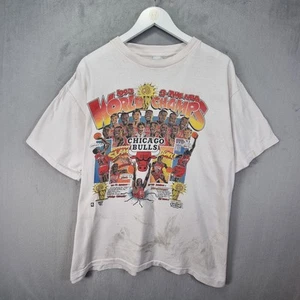Chicago Bulls T-Shirt Mens XL Extra Large White Single Stitch 1993 Wolrld Champs - Picture 1 of 10