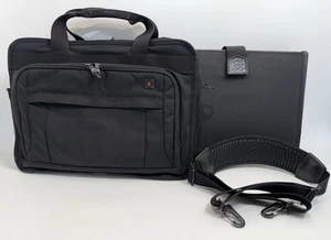 Victorinox Black Expandable Business Case Laptop Bag w/ Zippered Trolly Sleeve - Picture 1 of 24