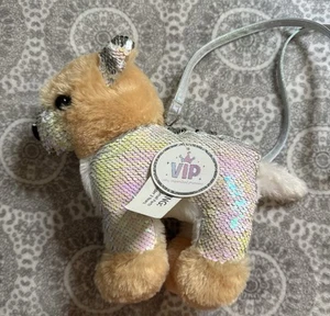 New Justice VIP Princess Girls Puppy Sequin Plush Crossbody Purse - Picture 1 of 5