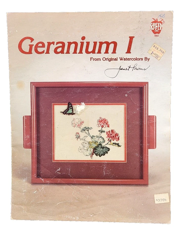 Geranium I Counted Cross Stitch Janet Powers Watercolors Green Apple Co. #560 - Image 1 of 4